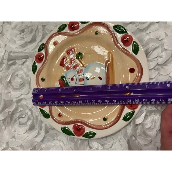 Heritage Pottery Cheryl Schwier Snowman Decorative Plate 1990's Christmas - Picture 3 of 3